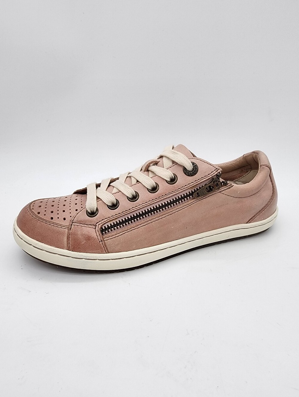 Taos Zipster Leather Sneakers Blush Pink Lace Up Zipper Size 7 - Picture 13 of 16